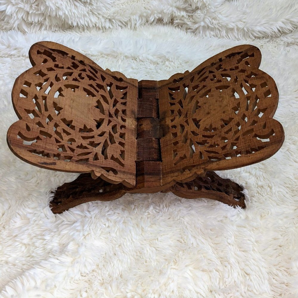 Carved Wooden Rehal Book Stand